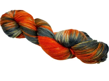 High Twist Merinogarn in orange-anthrazit