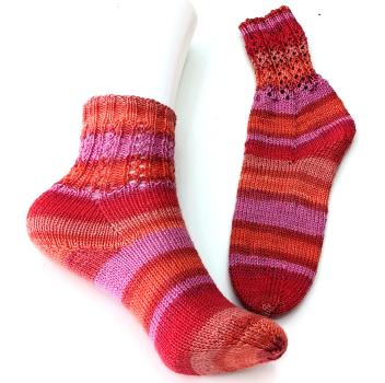 Kindersocken Gr. 29-31 in rot-pink-orange-Ringel