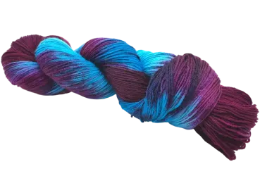 Preview: Türkis und Bordeaux in einem Sockenstrang vereint