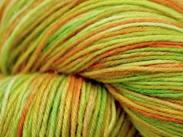 Preview: Trekking handgefärbt in Gelb-Grün-Orange Detailbild