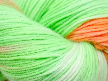 Preview: 100g Sockengarn in knalligem Orange-Apfelgrün