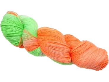 100g Sockengarn in knalligem Orange-Apfelgrün