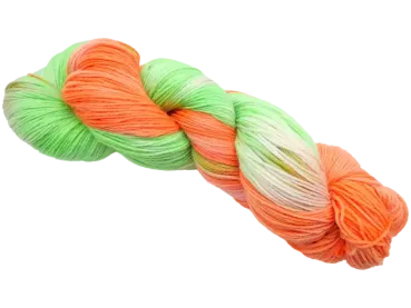 Preview: 100g Sockengarn in knalligem Orange-Apfelgrün